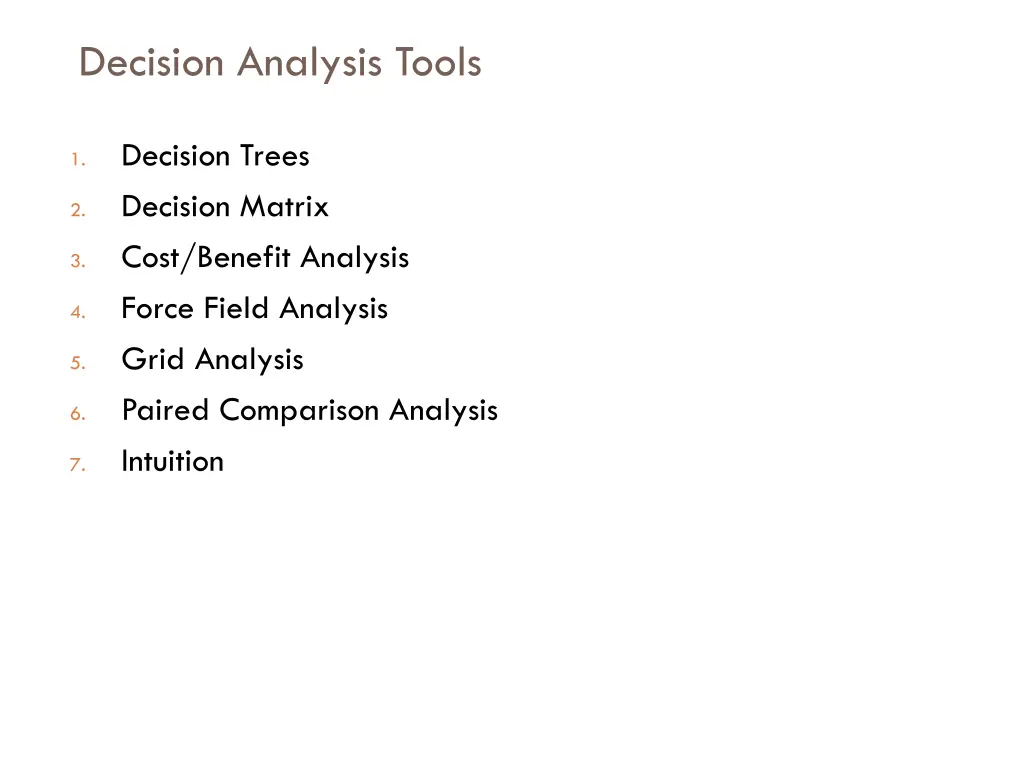 decision analysis tools