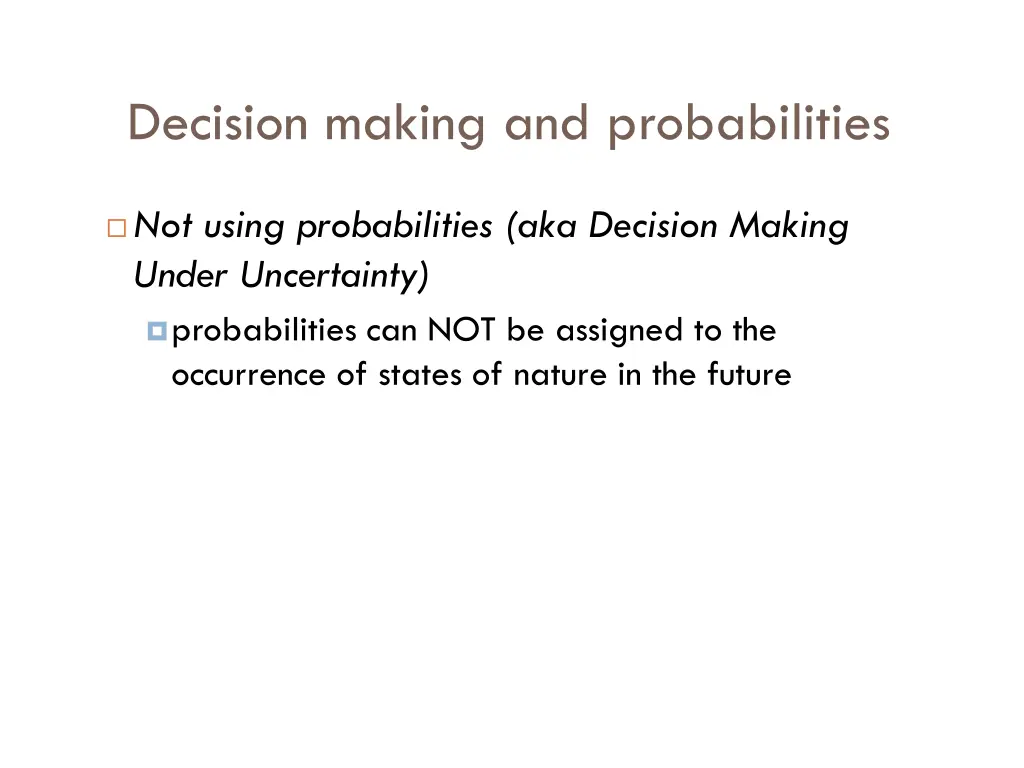 decision making and probabilities 1