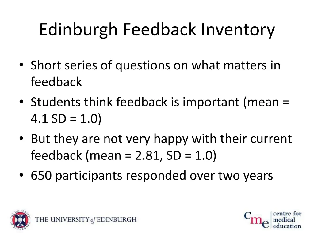 edinburgh feedback inventory