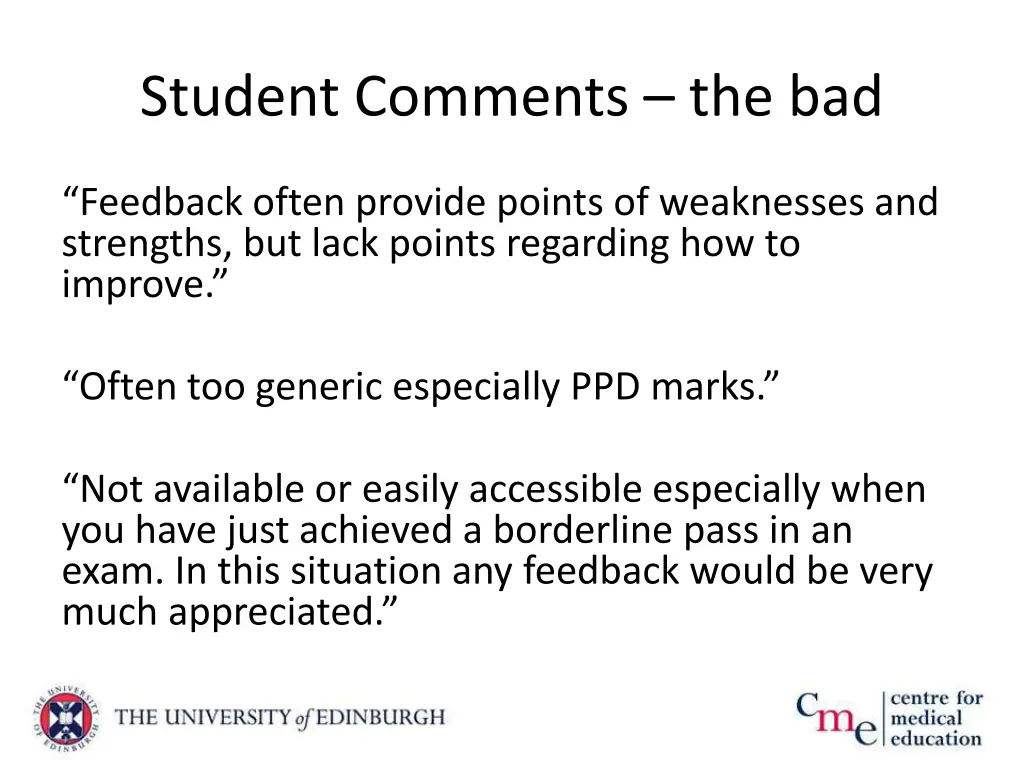student comments the bad