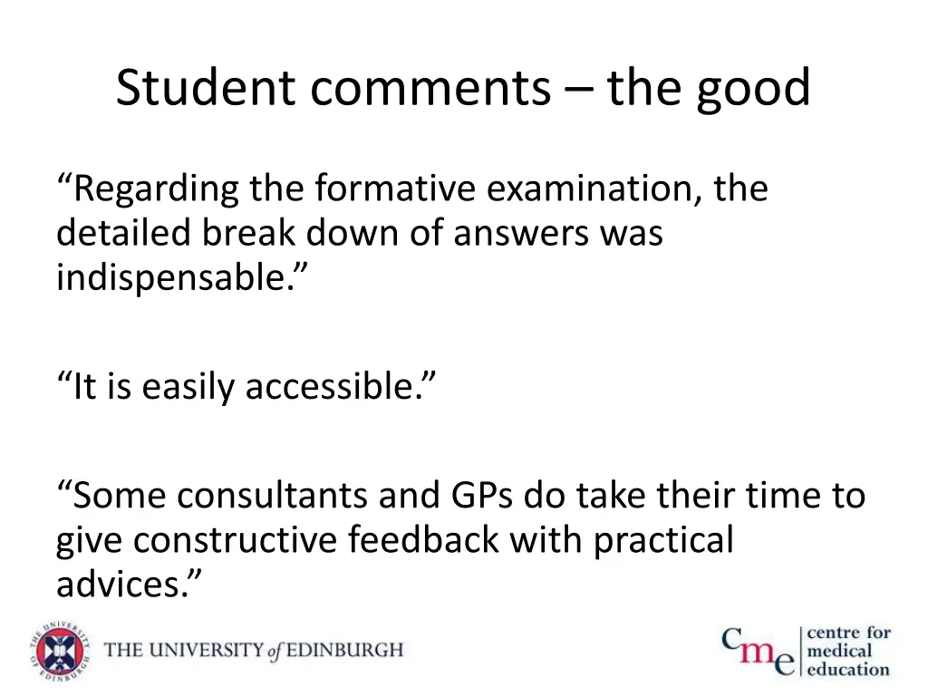 student comments the good