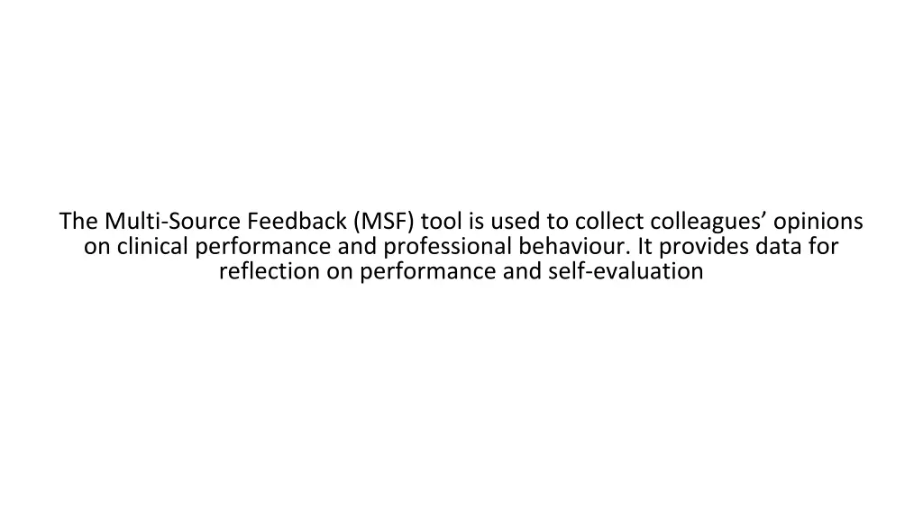 the multi source feedback msf tool is used