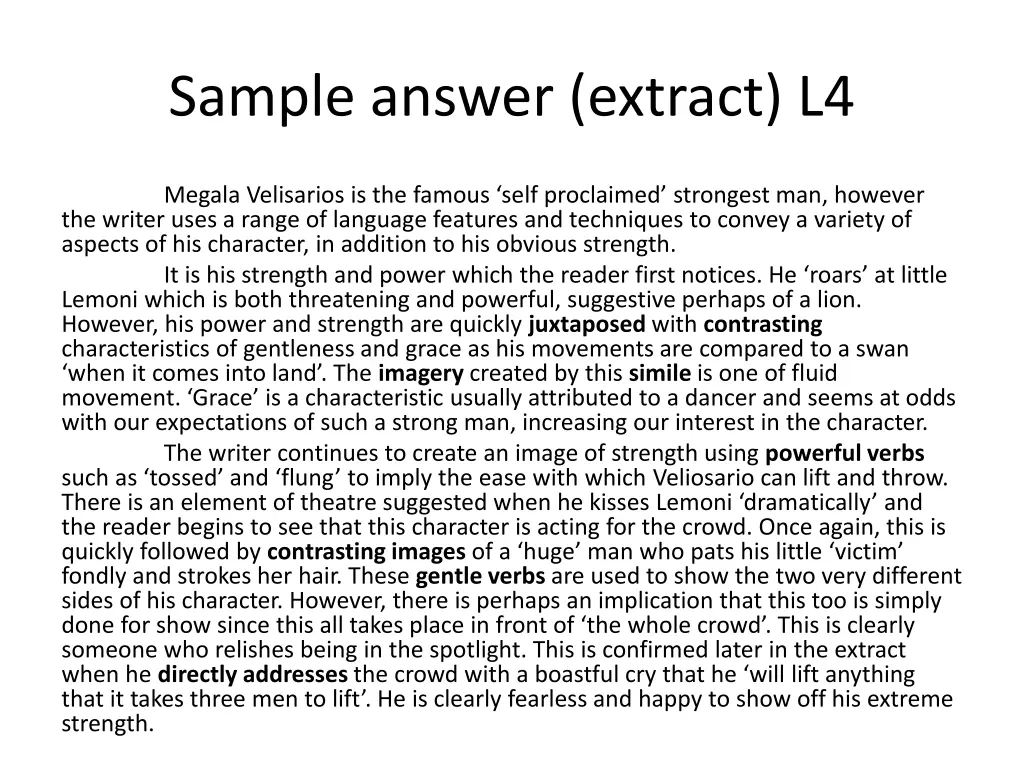 sample answer extract l4