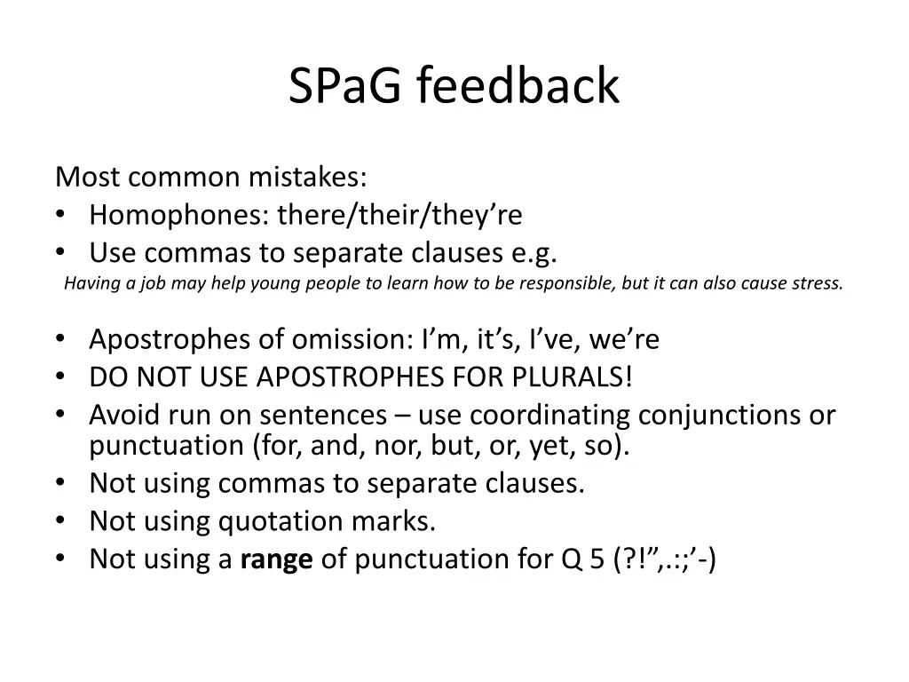 spag feedback