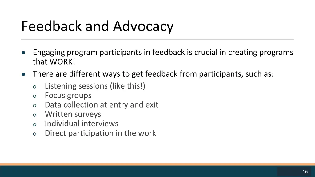 feedback and advocacy