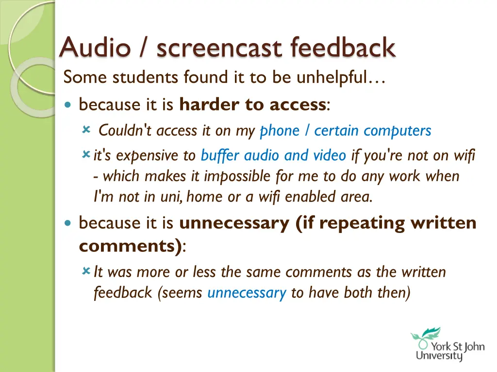 audio screencast feedback some students found