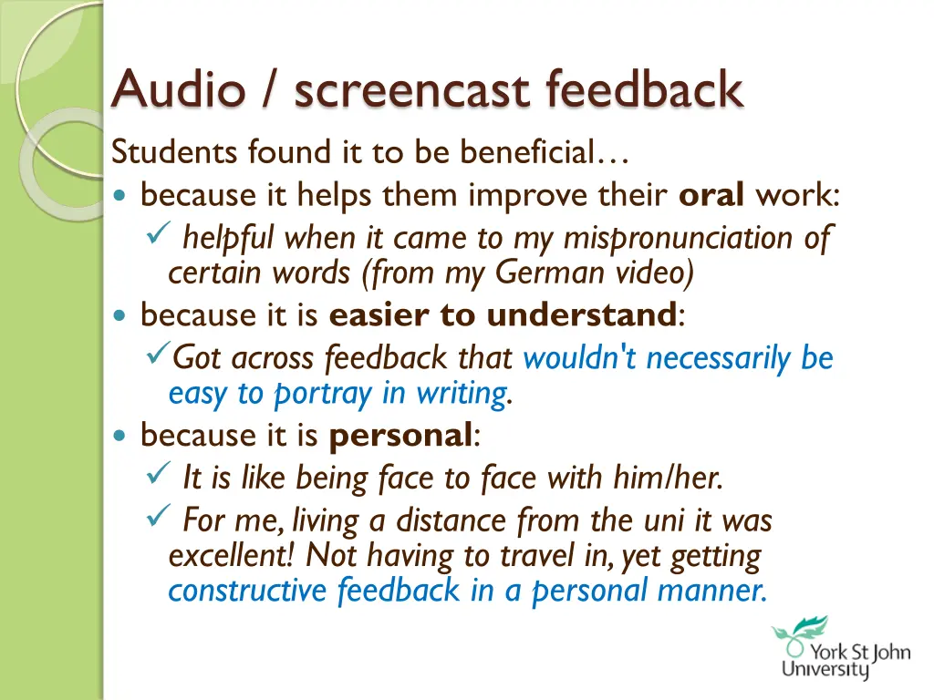 audio screencast feedback students found