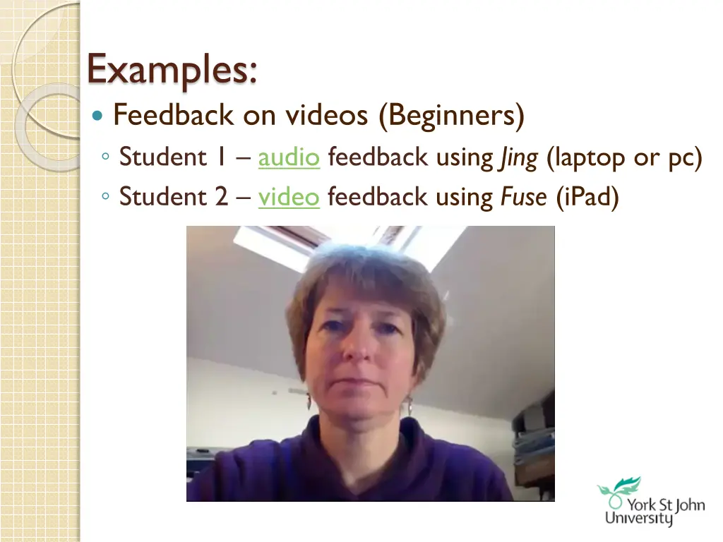 examples feedback on videos beginners student