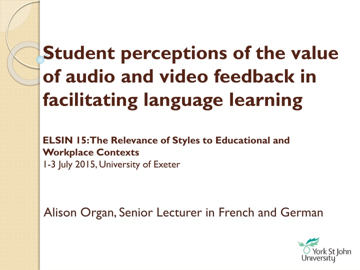 student perceptions of the value of audio