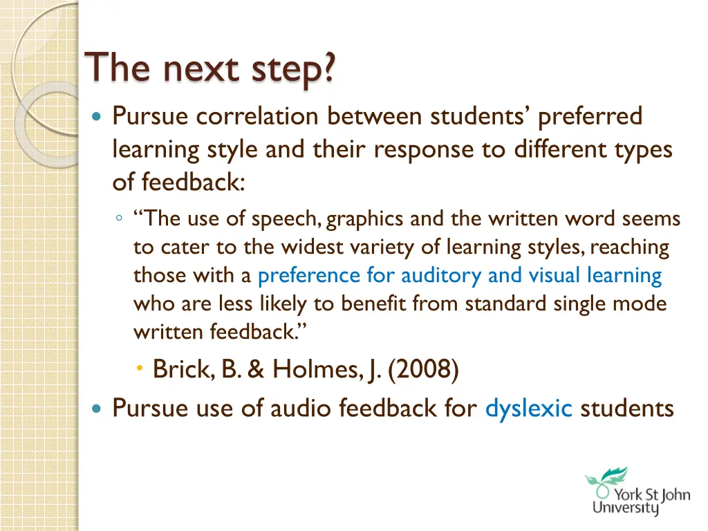 the next step pursue correlation between students