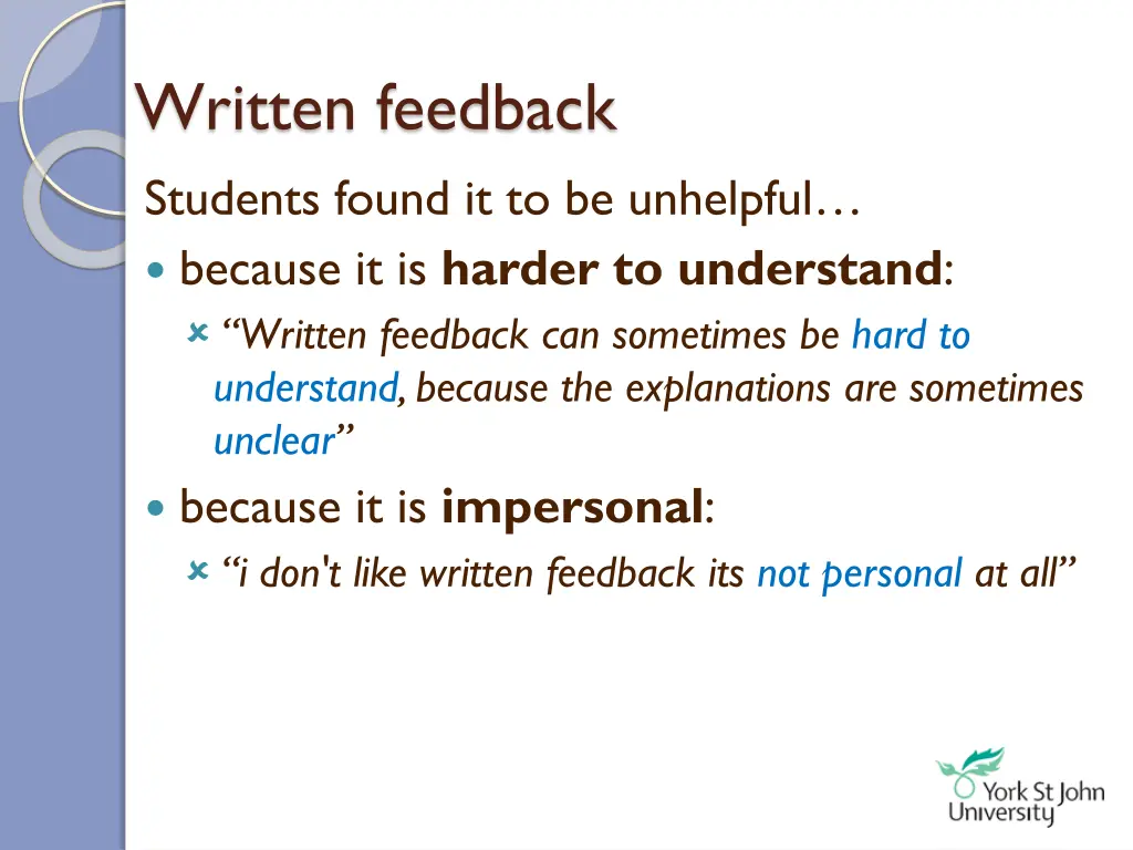 written feedback students found 1