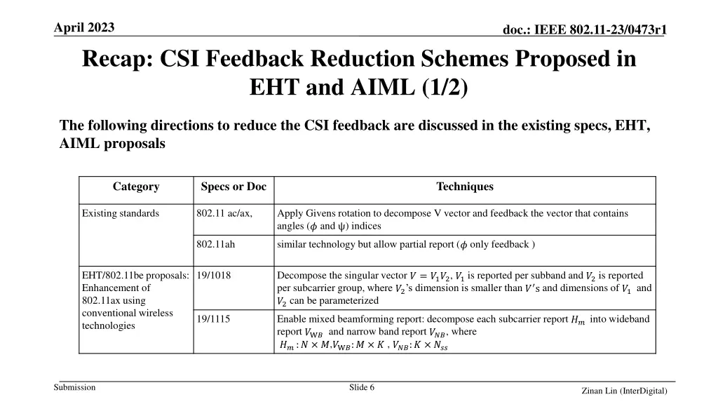 april 2023 recap csi feedback reduction schemes