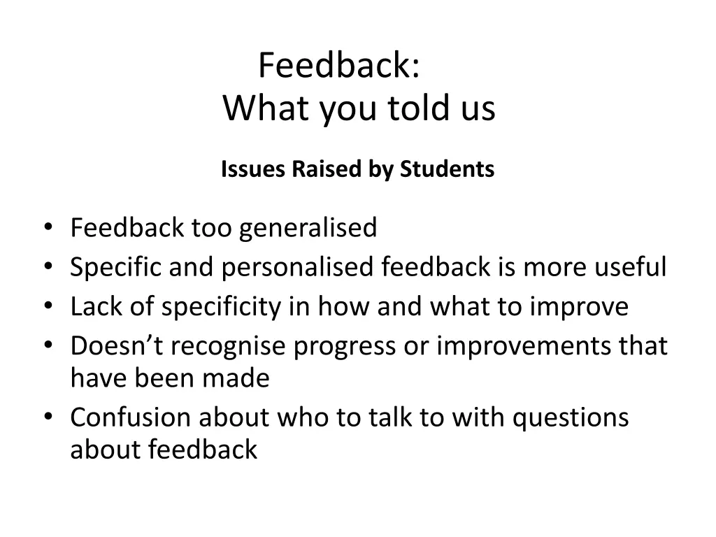 feedback what you told us