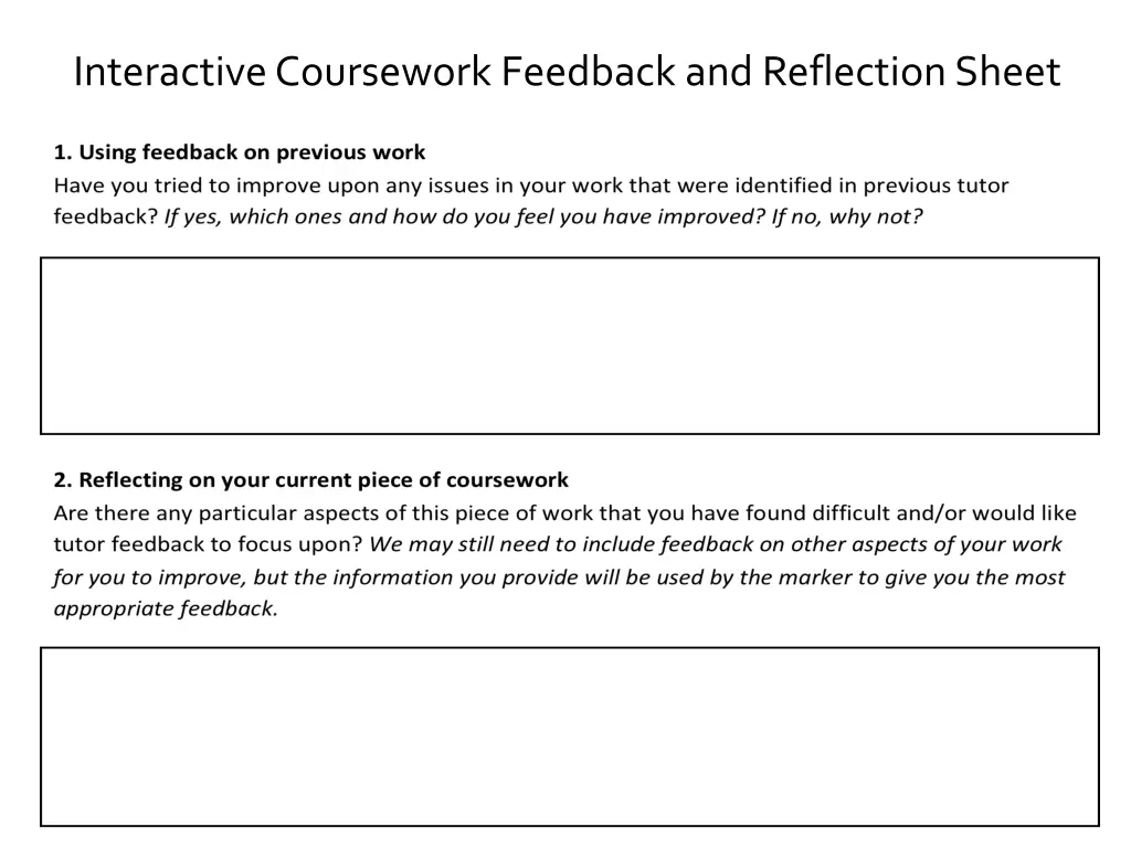 interactive coursework feedback and reflection