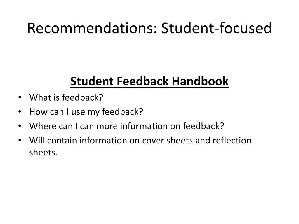 recommendations student focused