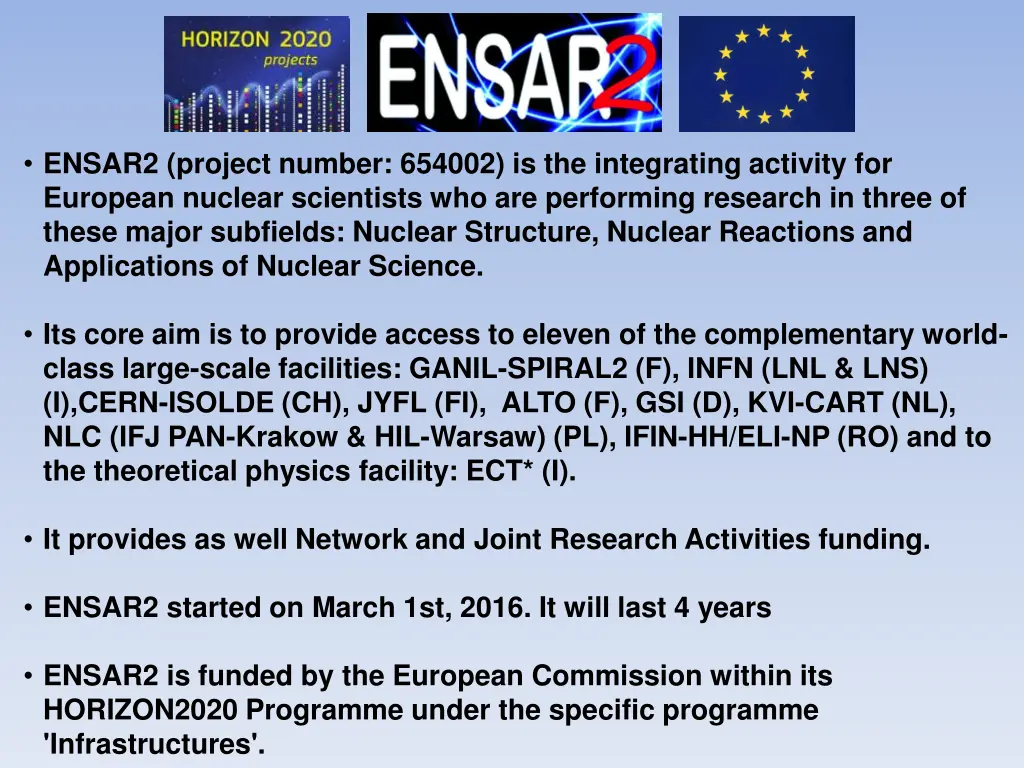ensar2 project number 654002 is the integrating