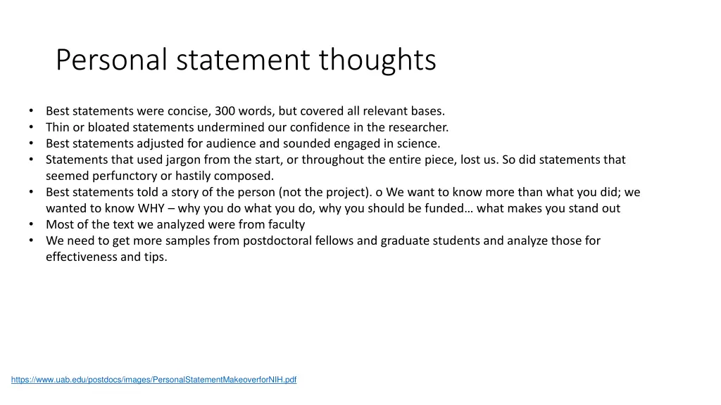 personal statement thoughts