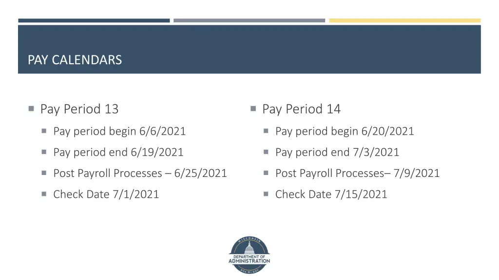 pay calendars