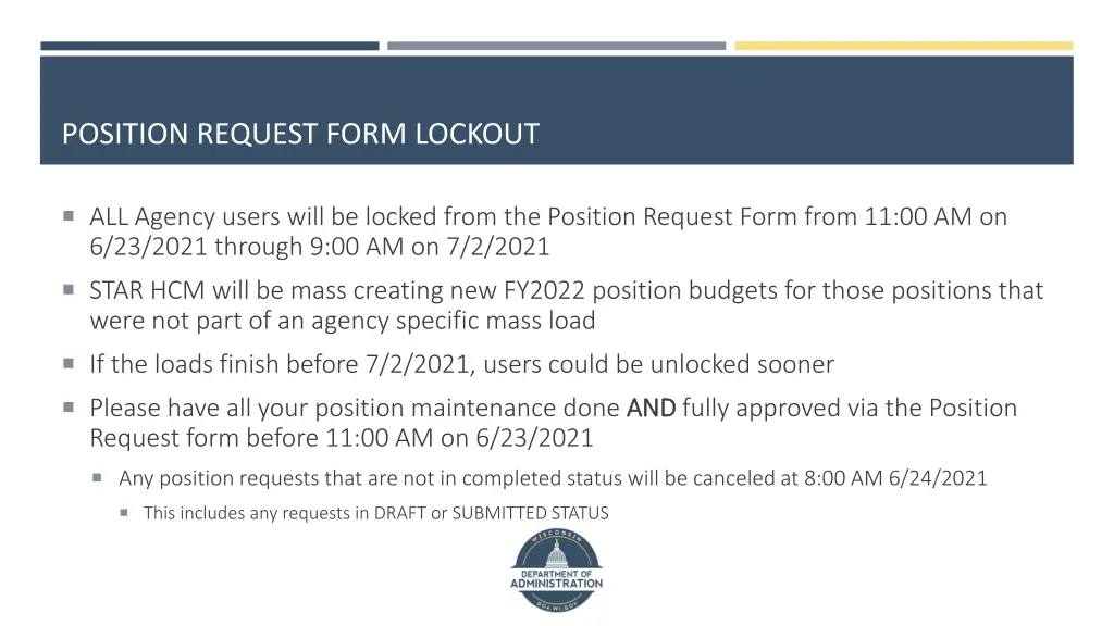 position request form lockout