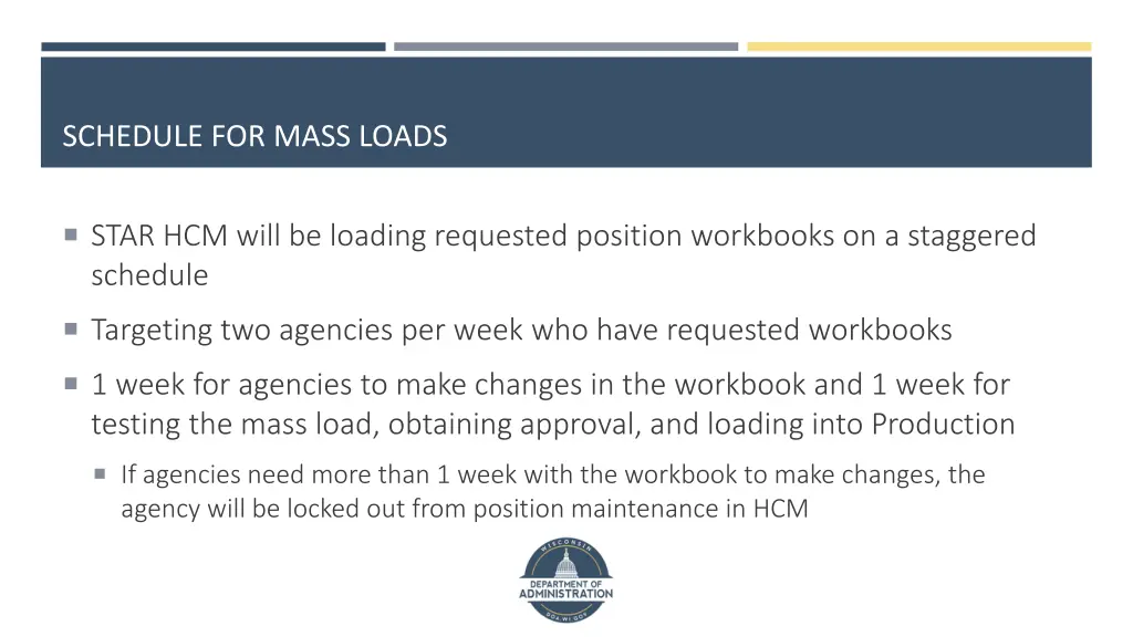 schedule for mass loads