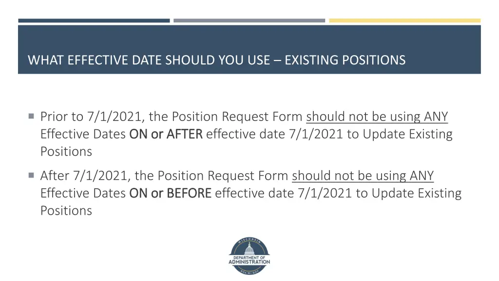 what effective date should you use existing