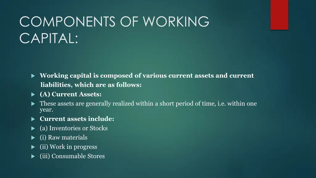 components of working capital