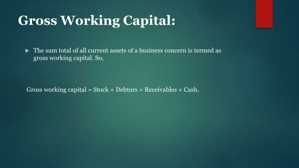 gross working capital