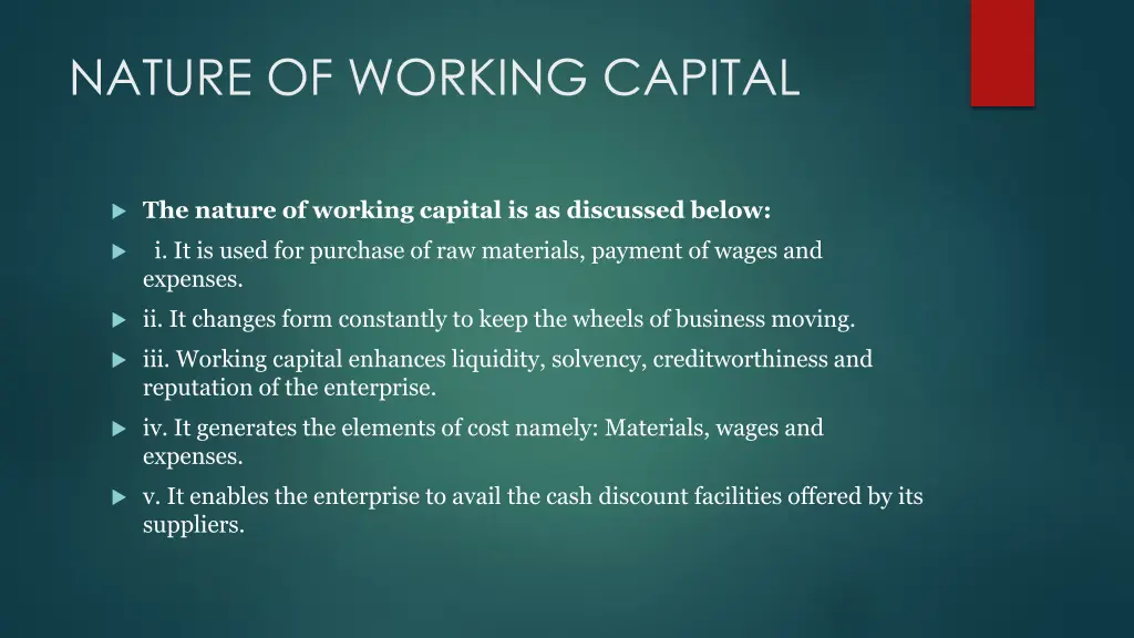 nature of working capital