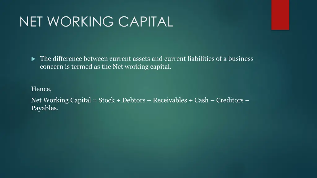 net working capital