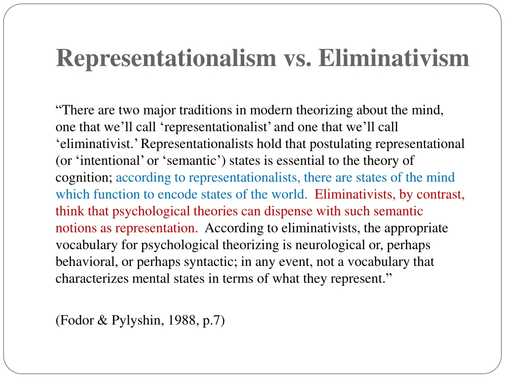 representationalism vs eliminativism 3