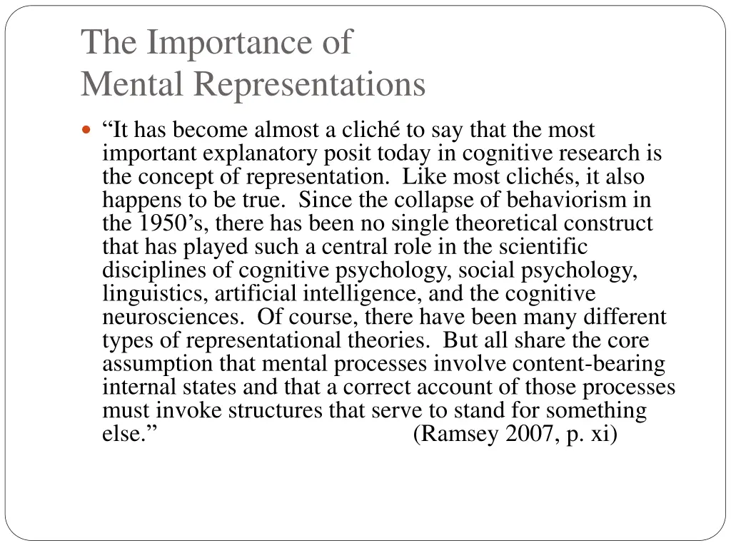 the importance of mental representations