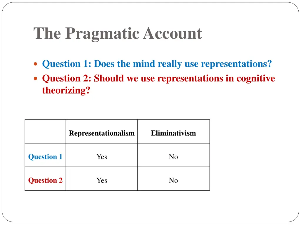 the pragmatic account