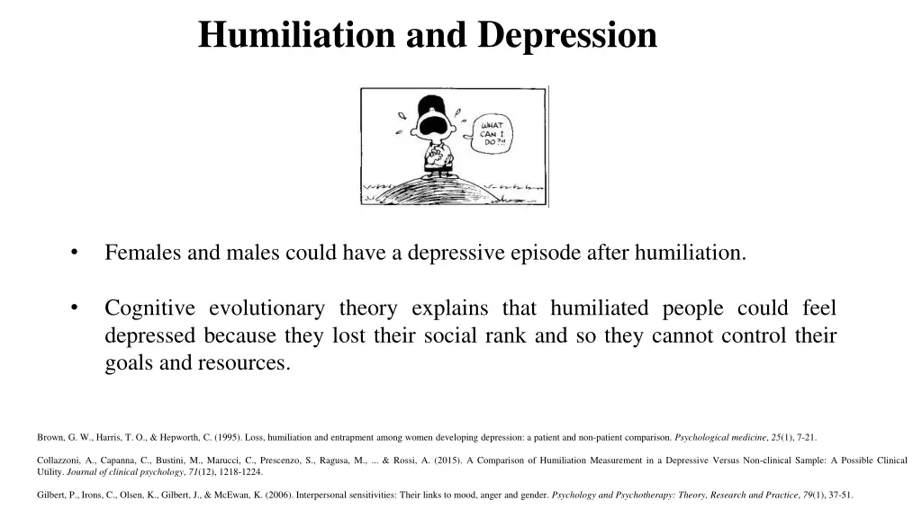 humiliation and depression
