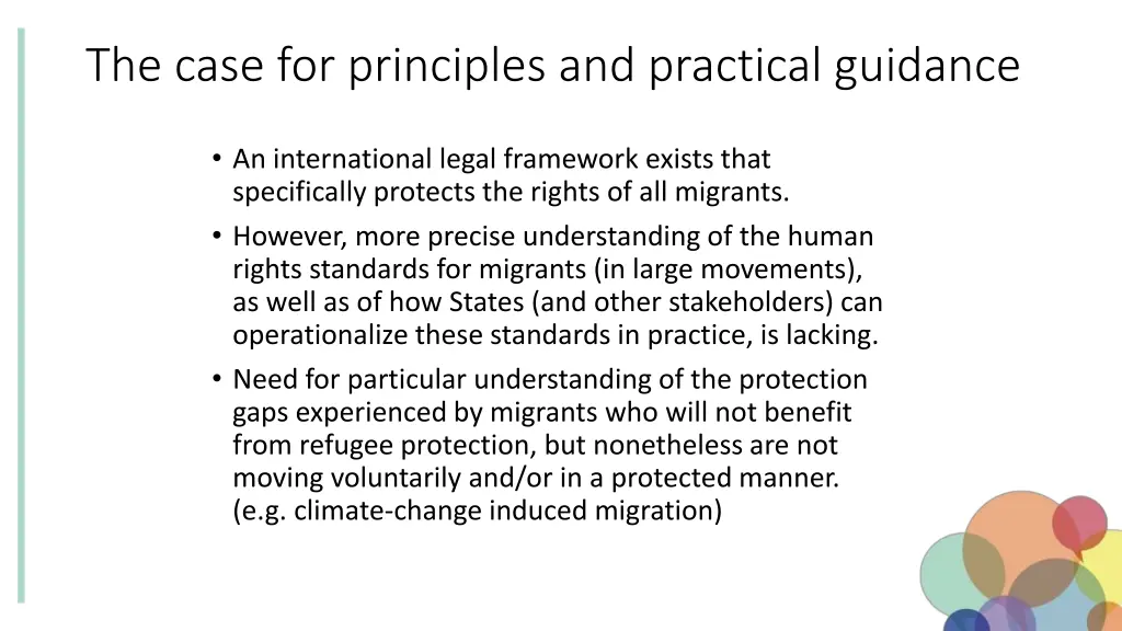 the case for principles and practical guidance