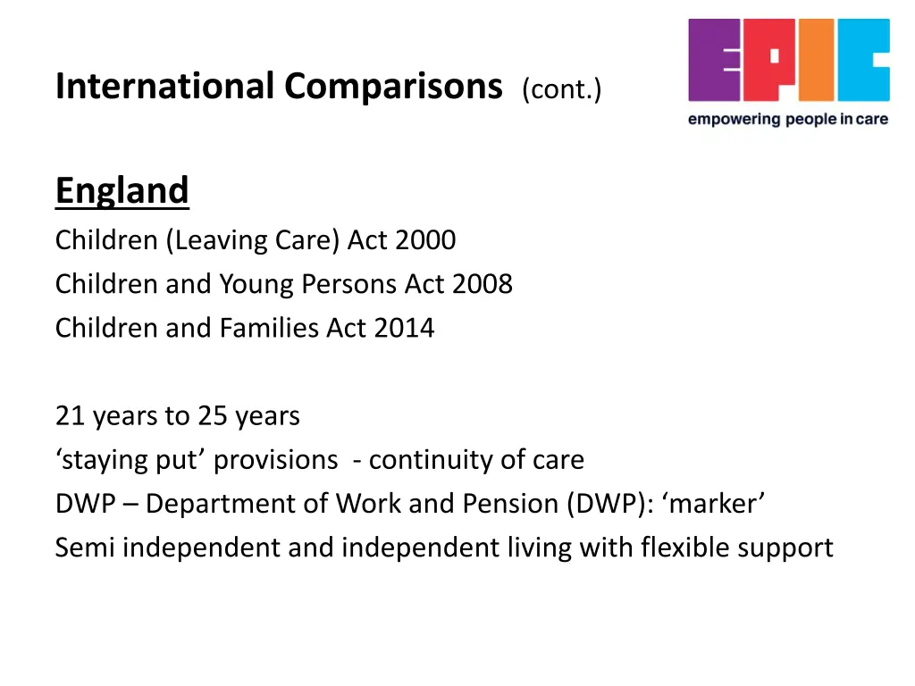 international comparisons cont