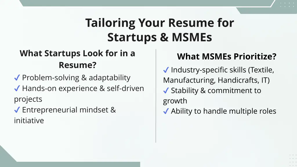 tailoring your resume for startups msmes what