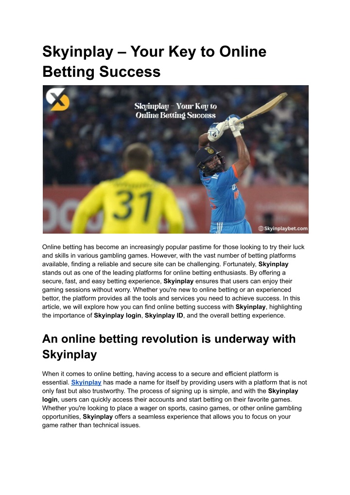 skyinplay your key to online betting success