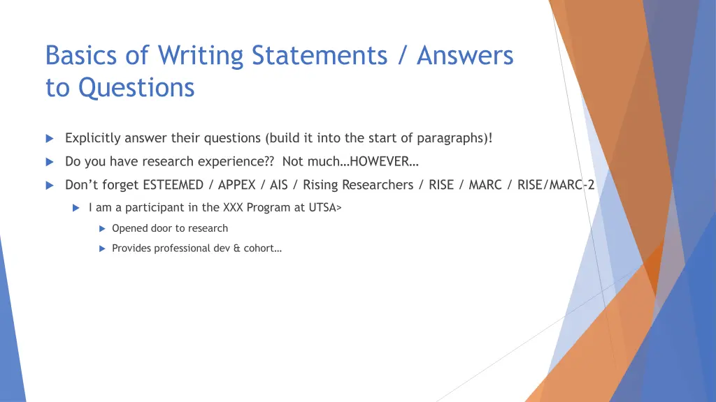 basics of writing statements answers to questions