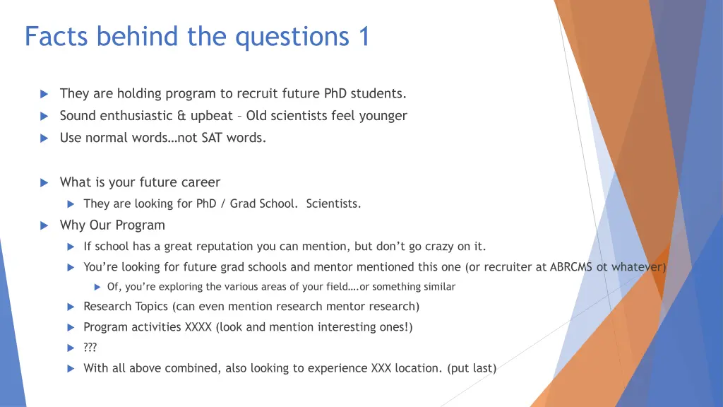 facts behind the questions 1