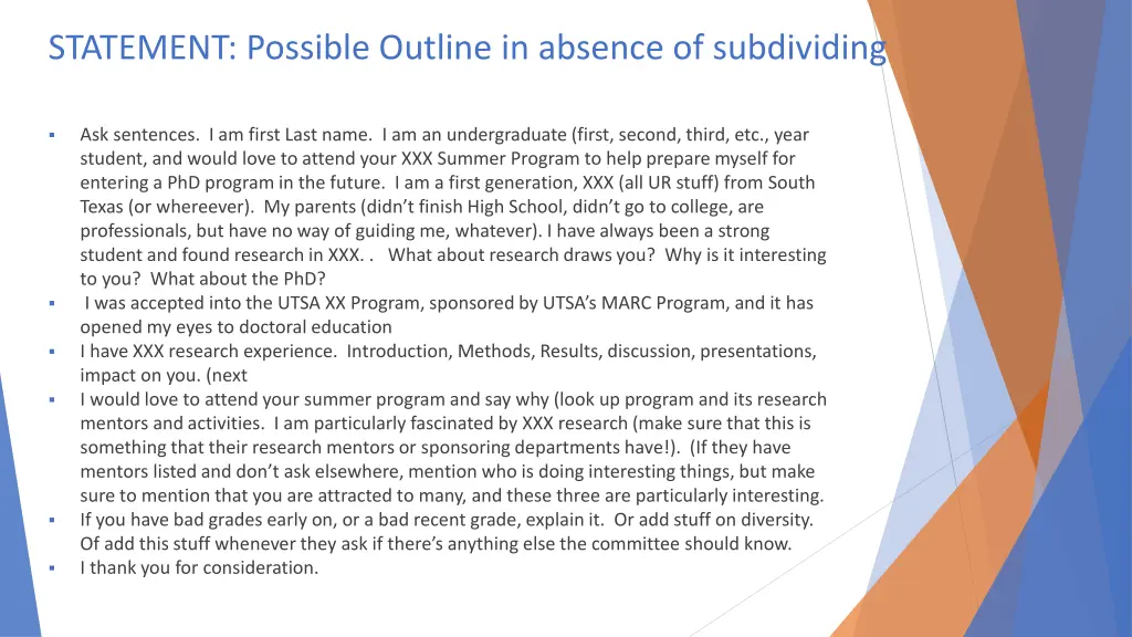 statement possible outline in absence