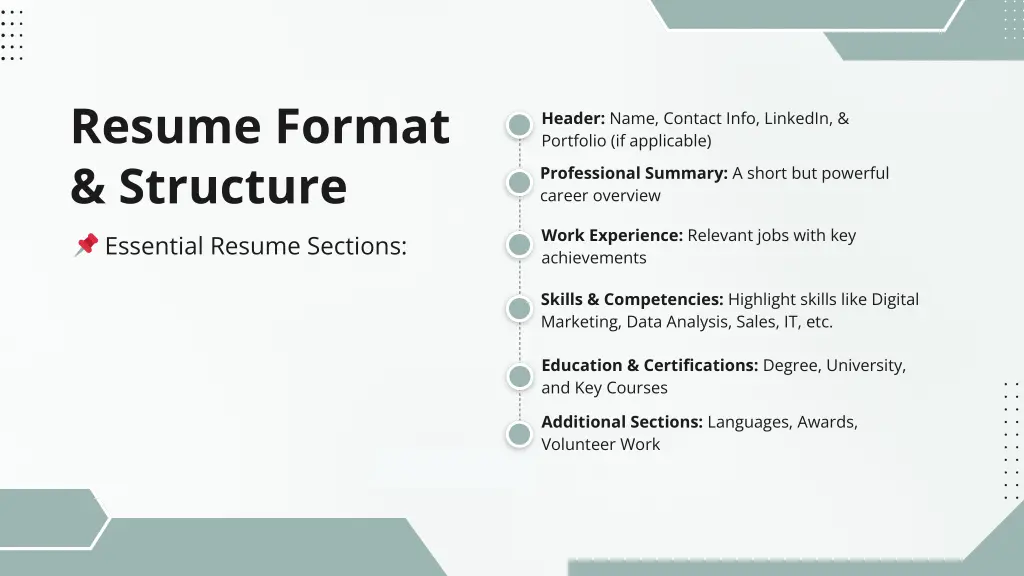 resume format structure essential resume sections
