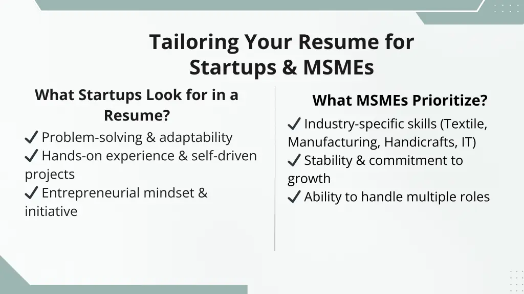 tailoring your resume for startups msmes what