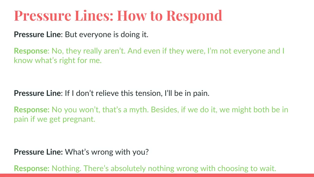 pressure lines how to respond 2