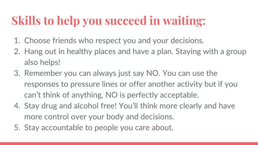 skills to help you succeed in waiting
