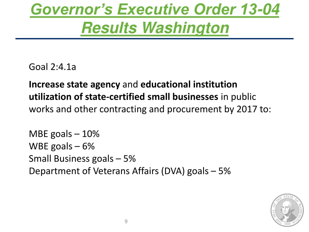 governor s executive order 13 04 results