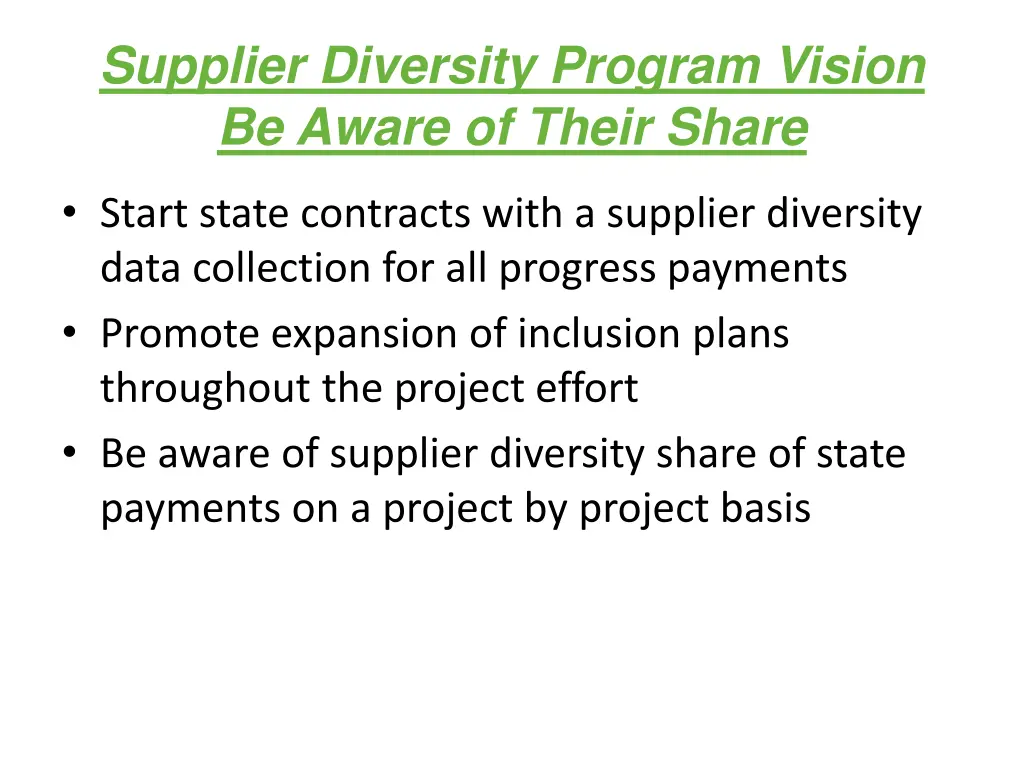 supplier diversity program vision be aware
