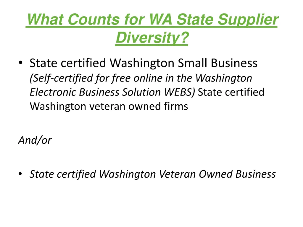 what counts for wa state supplier diversity