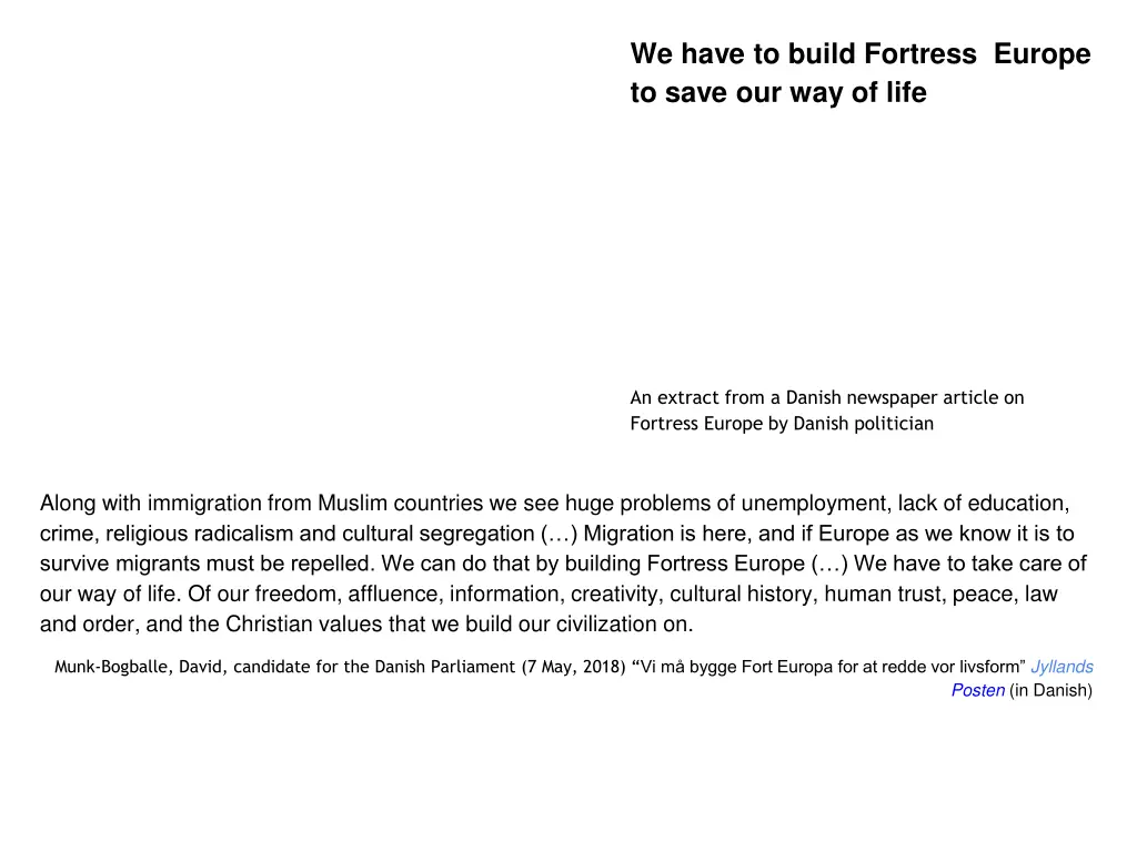 we have to build fortress europe to save