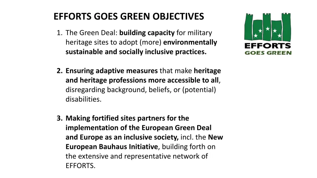 efforts goes green objectives