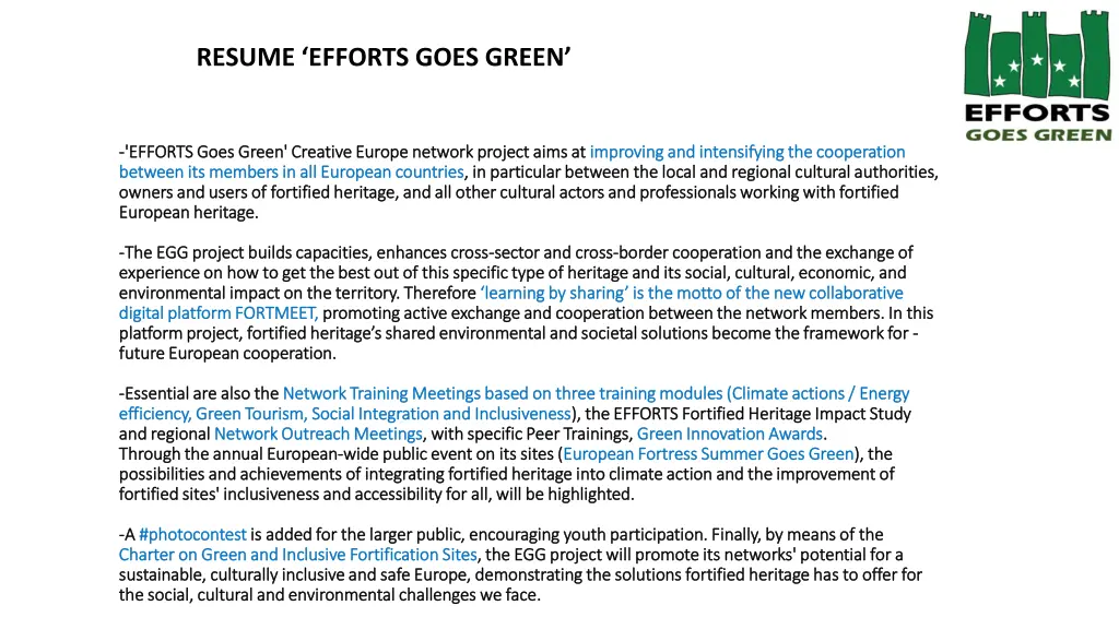 resume efforts goes green